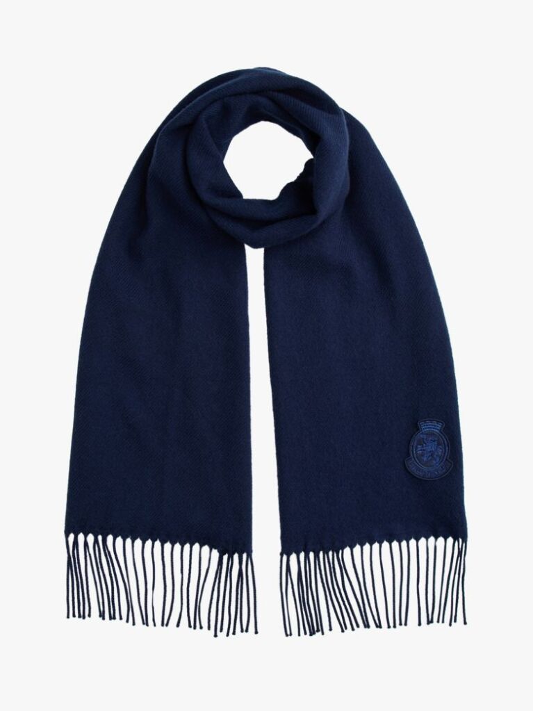 Blue TH Crest Fringed Scarf With Cashmere  Men