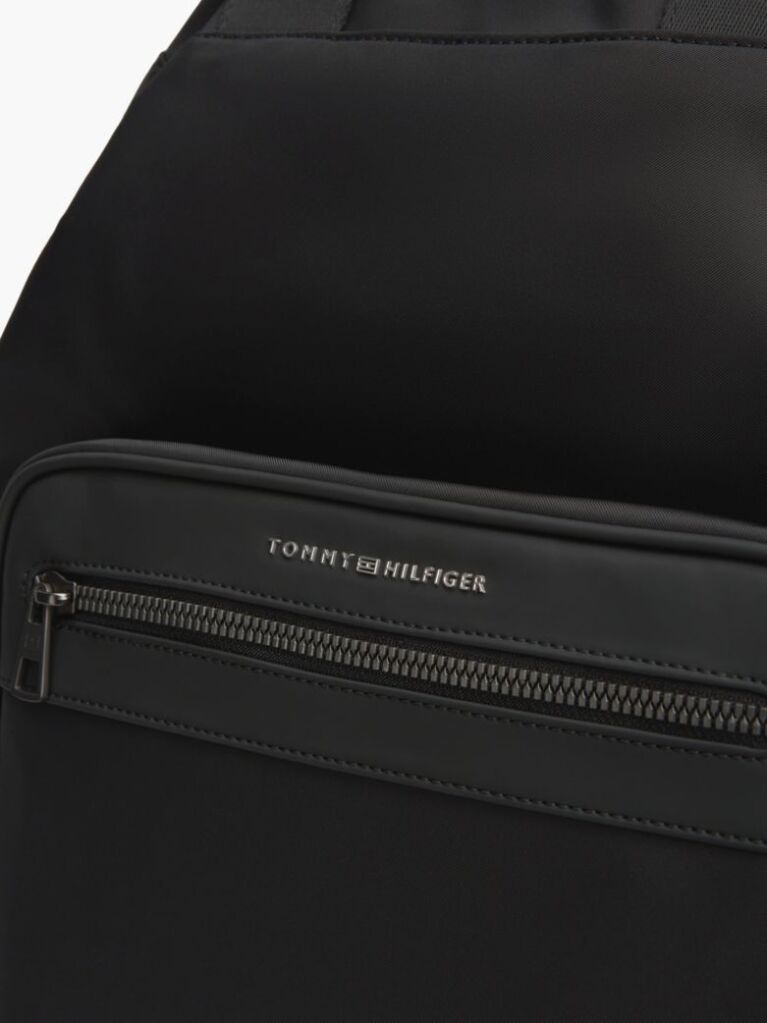 Black Metal Logo Crossbody Sling Bag  Men
