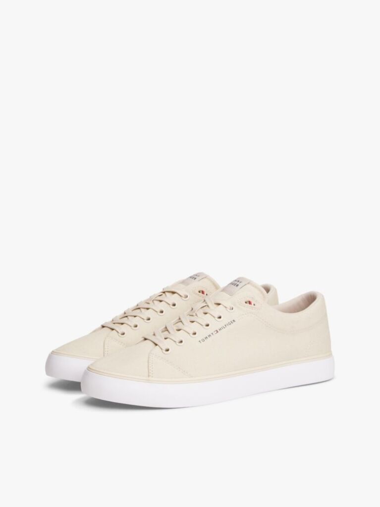 Beige Logo Canvas Trainers  Men