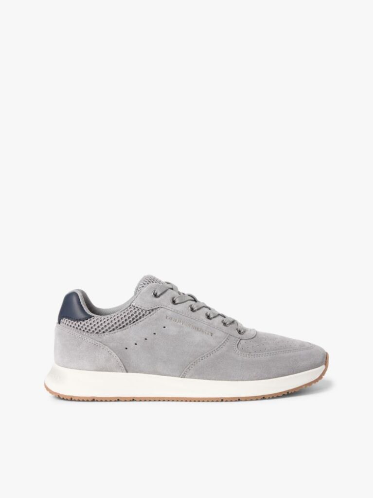 Grey Suede Mixed Texture Fine Cleat Trainers  Men