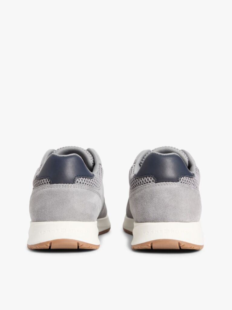 Grey Suede Mixed Texture Fine Cleat Trainers  Men