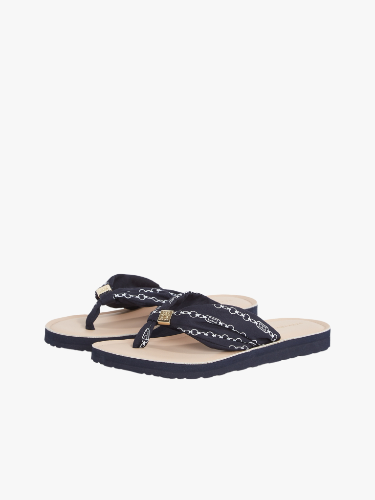 Blue Elevated Monogram Plaque Flip-Flops  Women