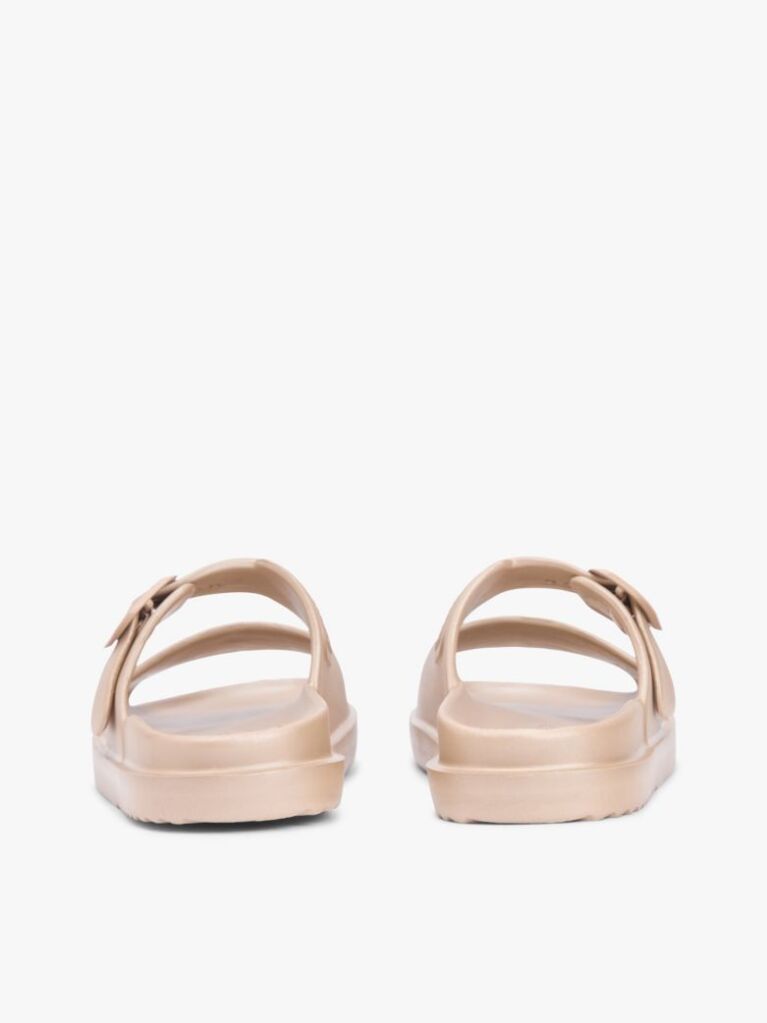 Beige Double Strap Enamel Flag Slides  Women