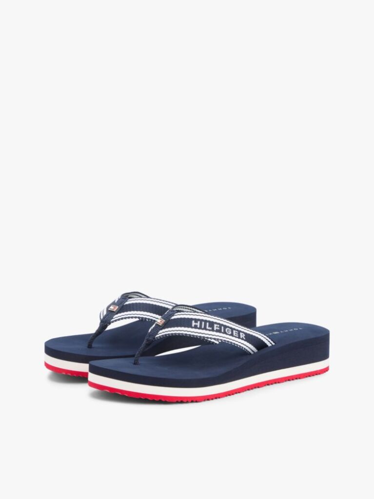 Multi Webbing Strap Signature Wedge Flip-Flops  Women