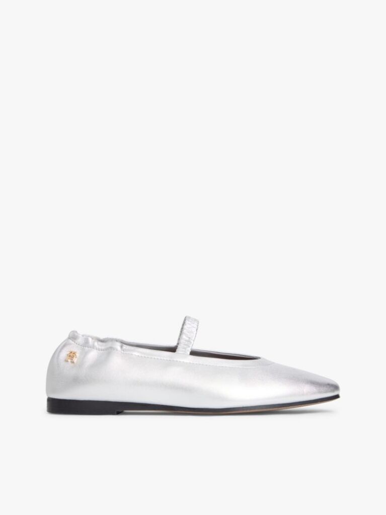 Silver Metallic Leather Ballerinas  Women