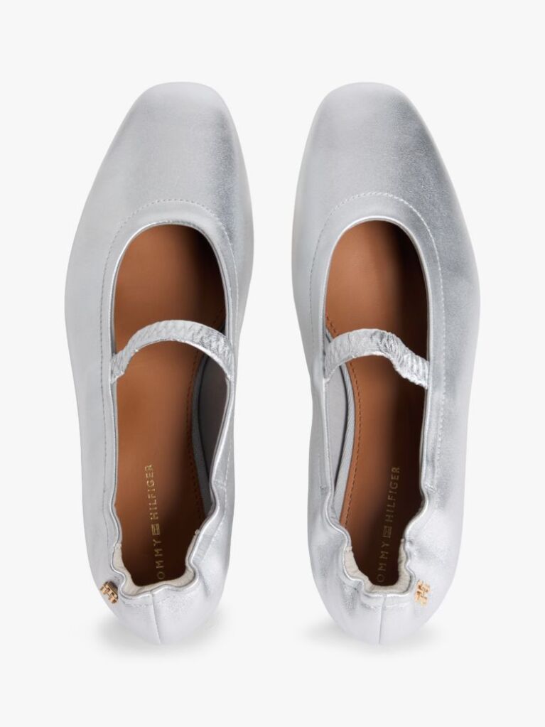 Silver Metallic Leather Ballerinas  Women