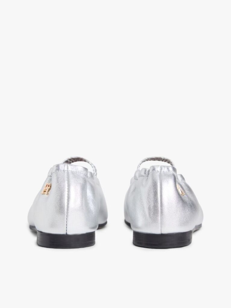 Silver Metallic Leather Ballerinas  Women