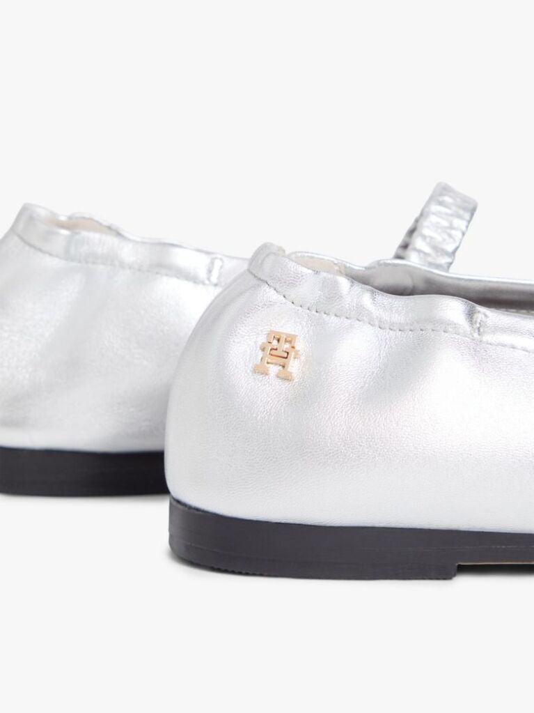 Silver Metallic Leather Ballerinas  Women