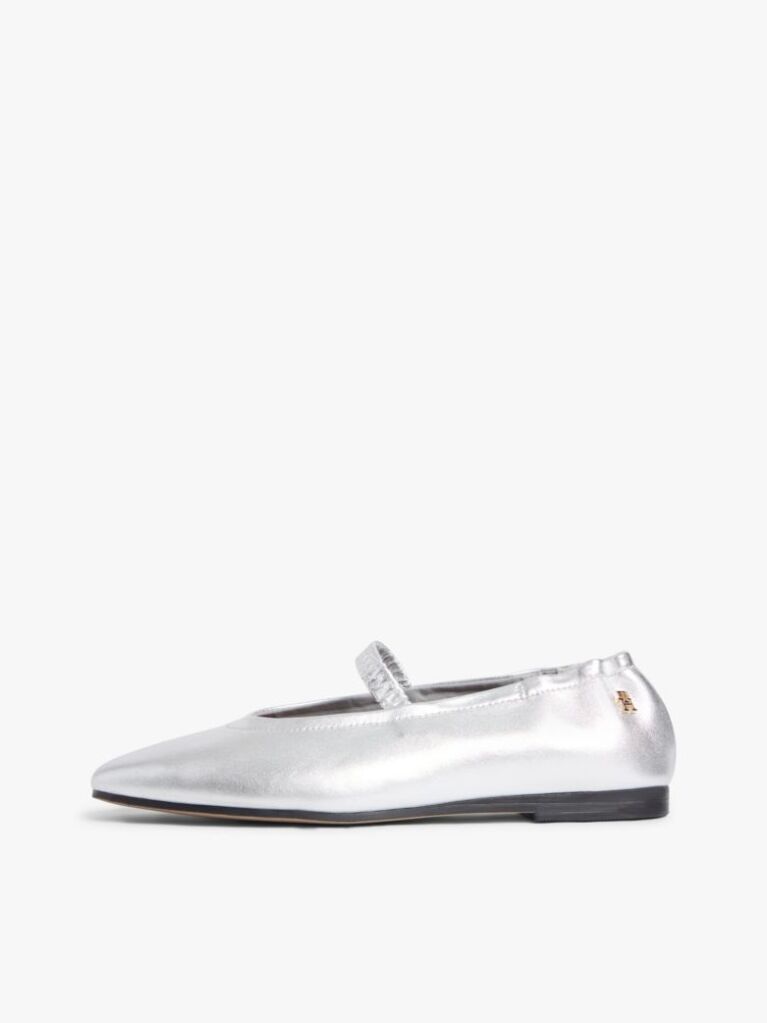 Silver Metallic Leather Ballerinas  Women
