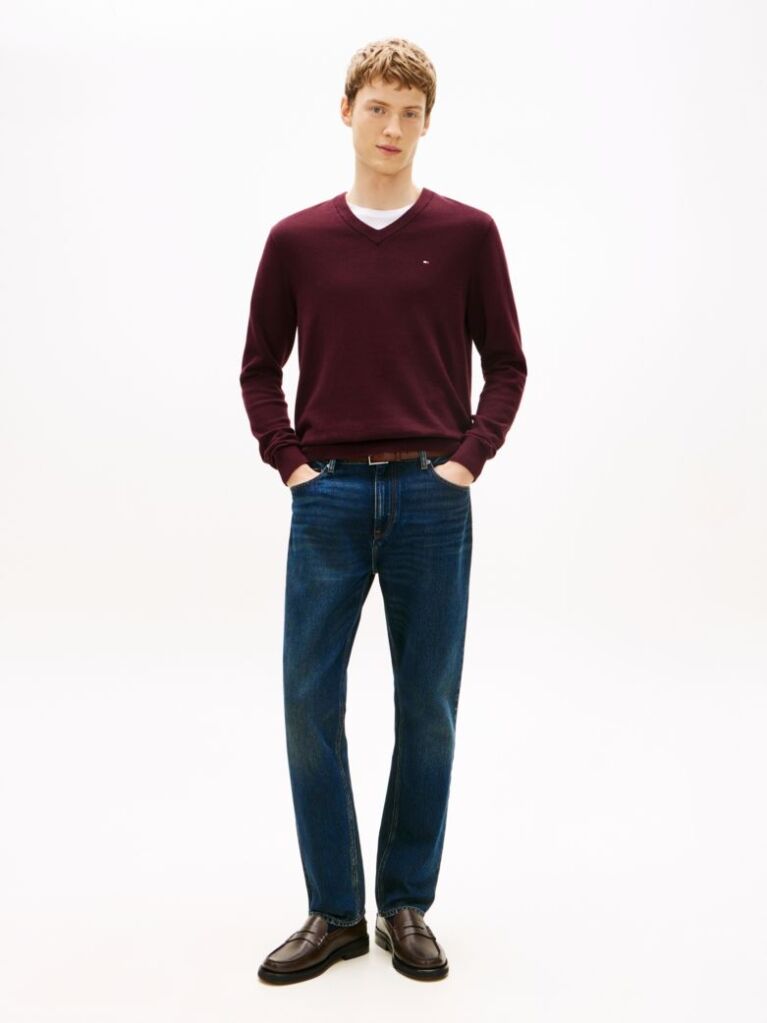Red V-Neck Regular Fit Jumper  Men