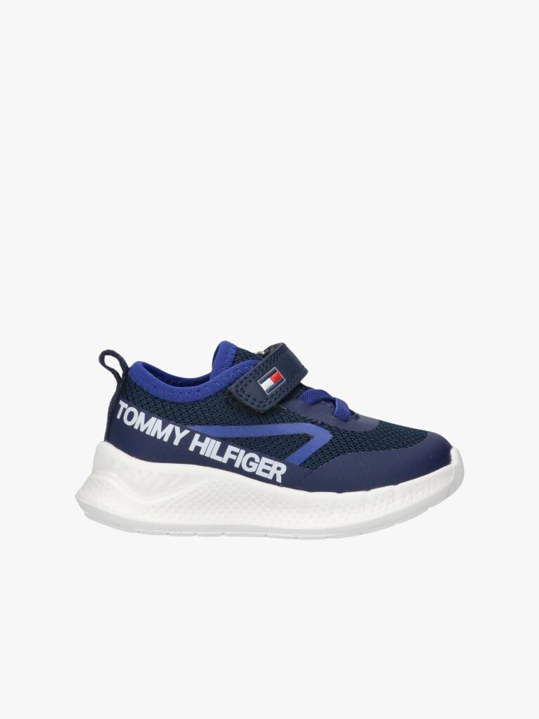 Blue Logo Lace-Up Hook And Loop Sneakers  Boys