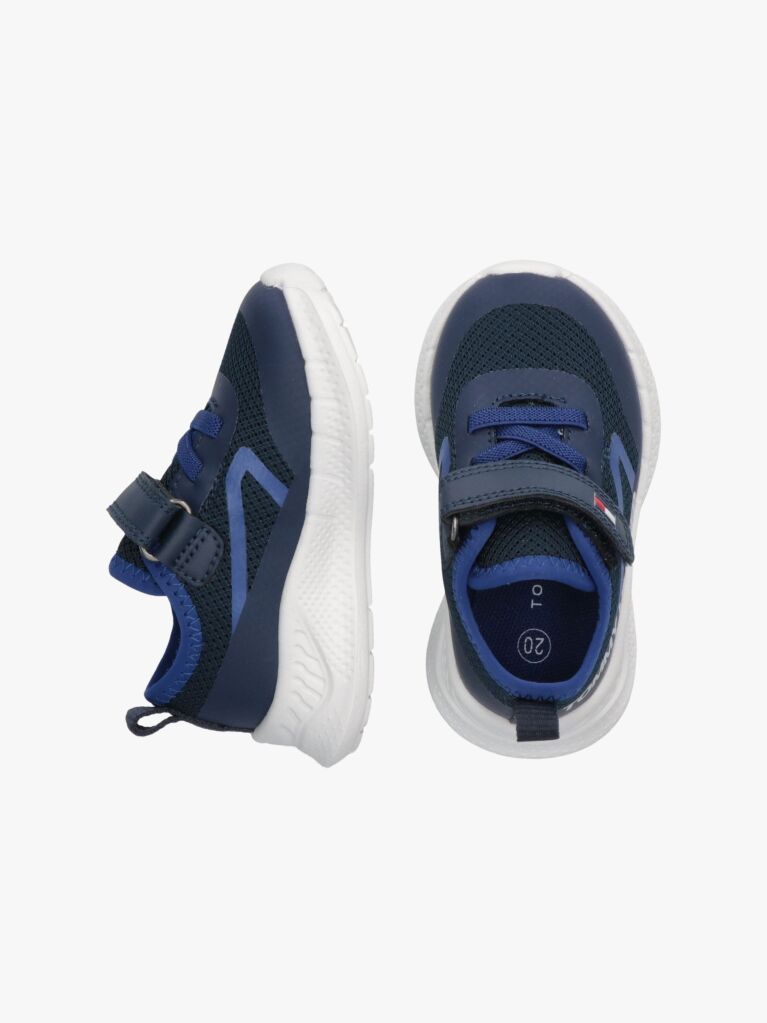 Blue Logo Lace-Up Hook And Loop Sneakers  Boys