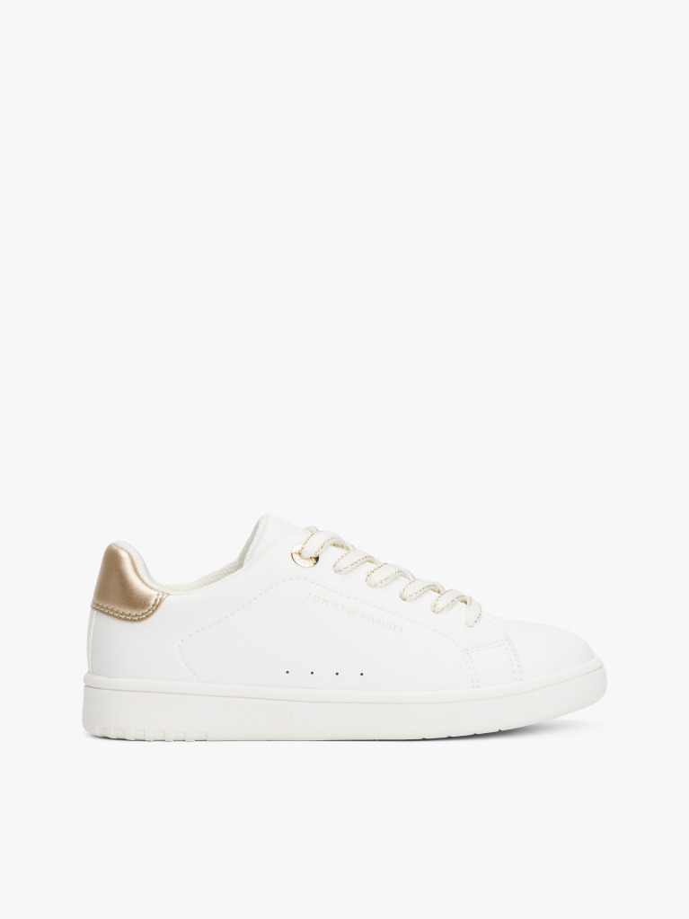 White Low Cut Lace Up Sneakers  Girls
