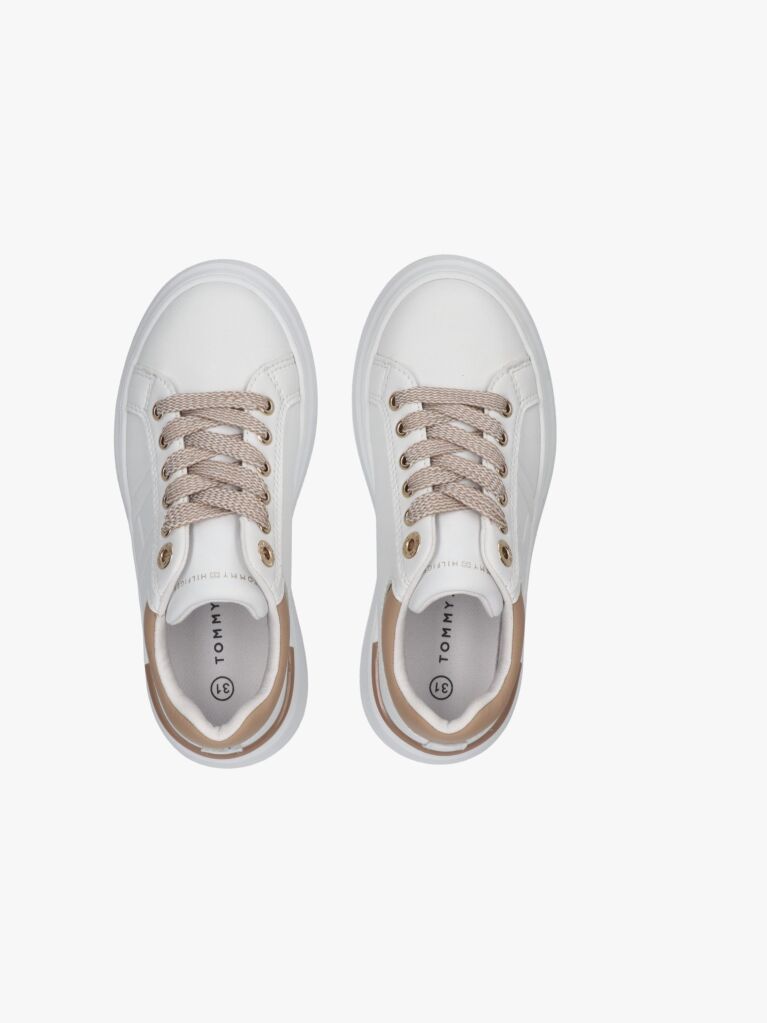 White Low Cut Lace Up Sneakers  Girls