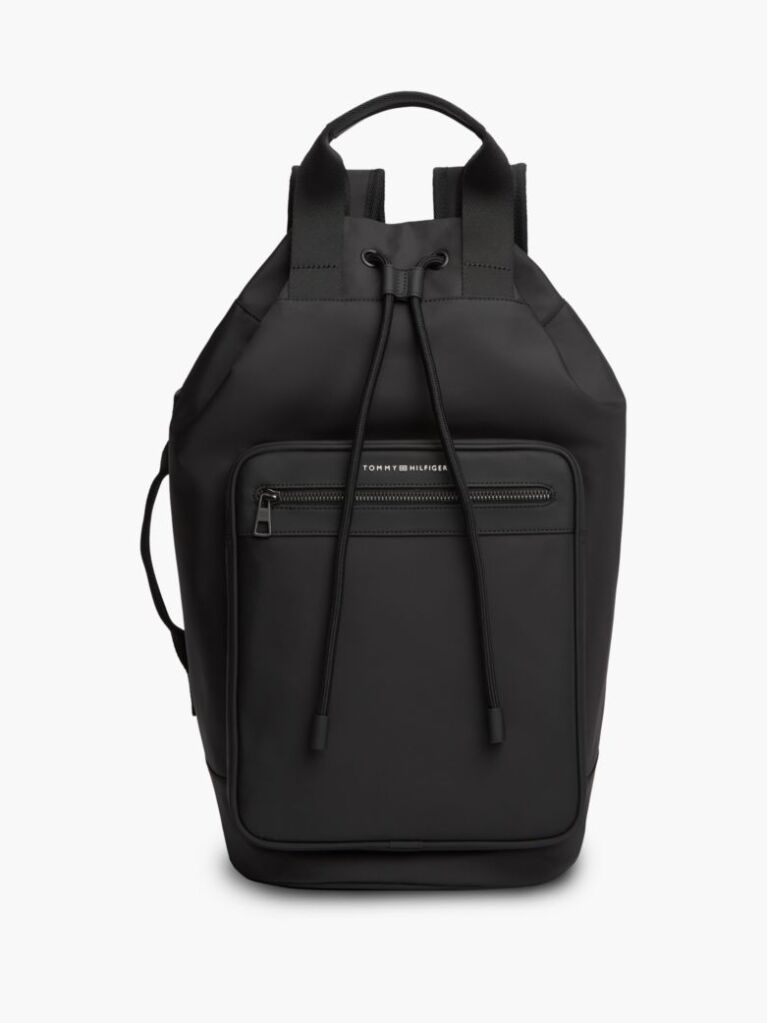 Black Metal Logo Crossbody Sling Bag  Men