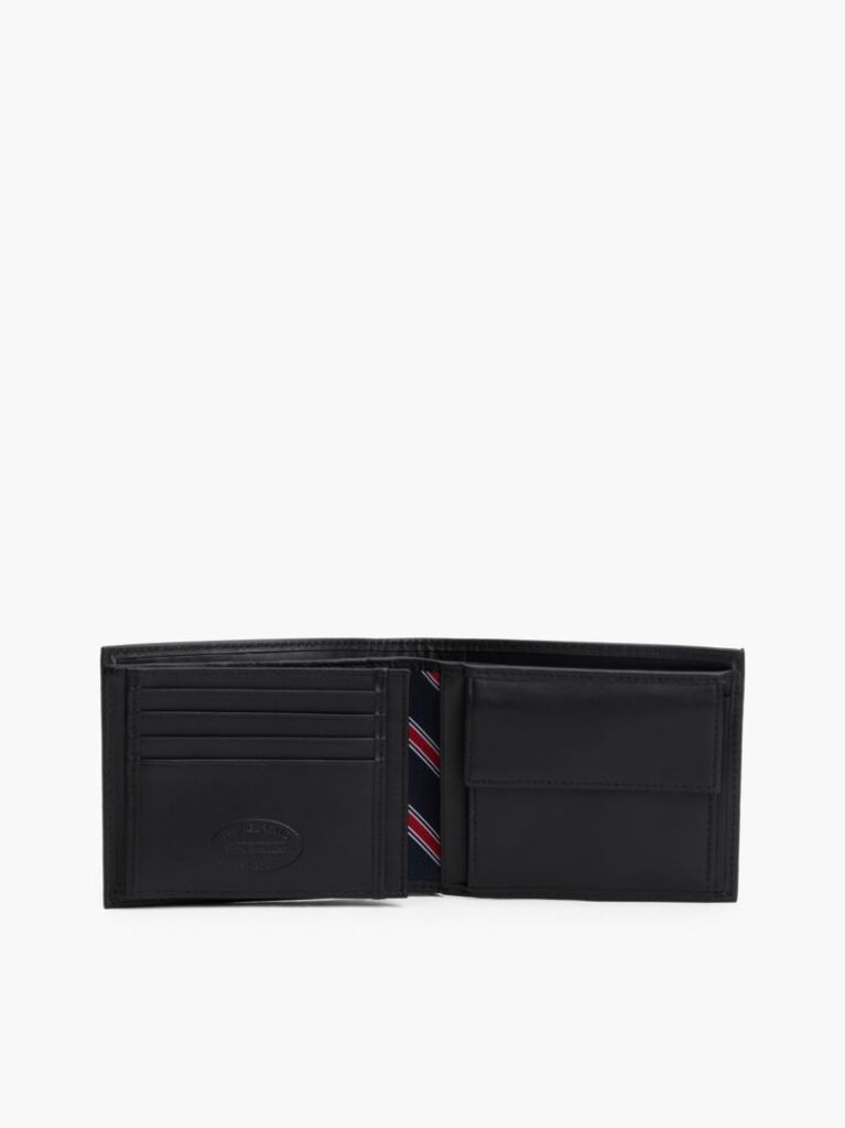 Black Signature Stripe Trifold Wallet  Men
