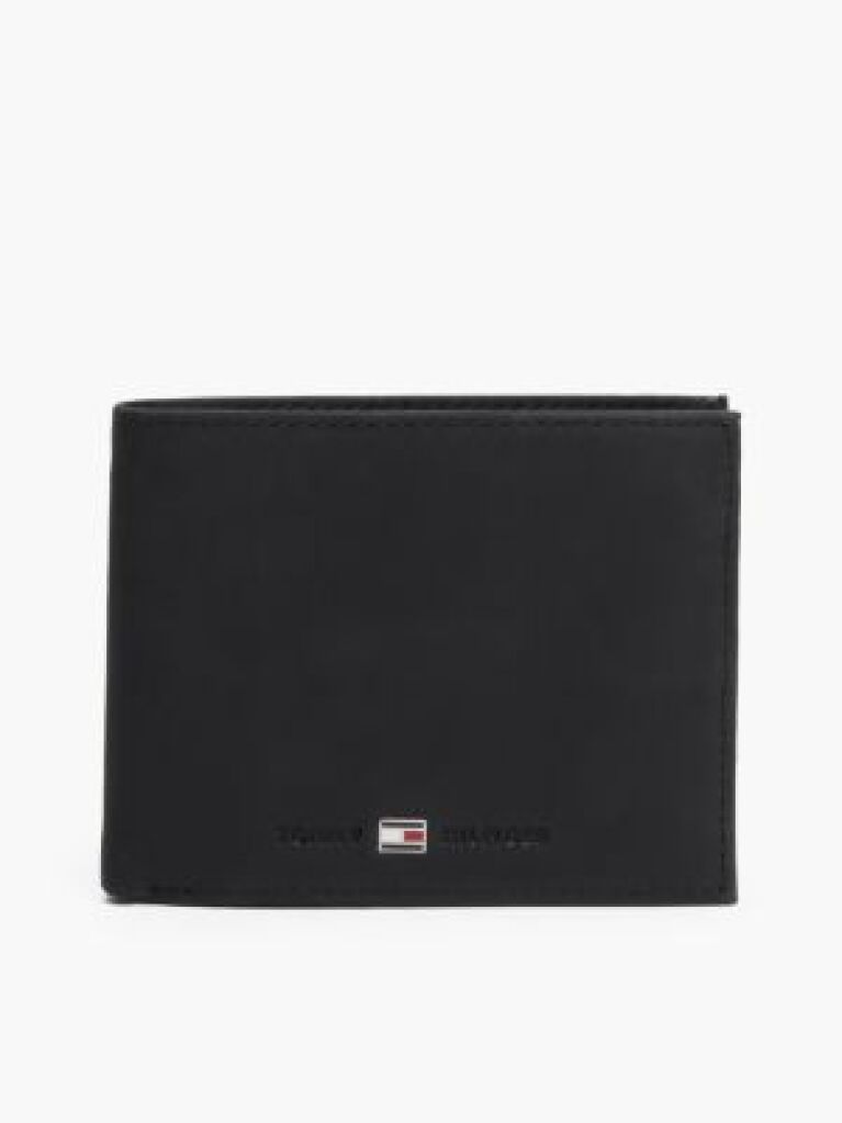Black Leather Flap Wallet  Men