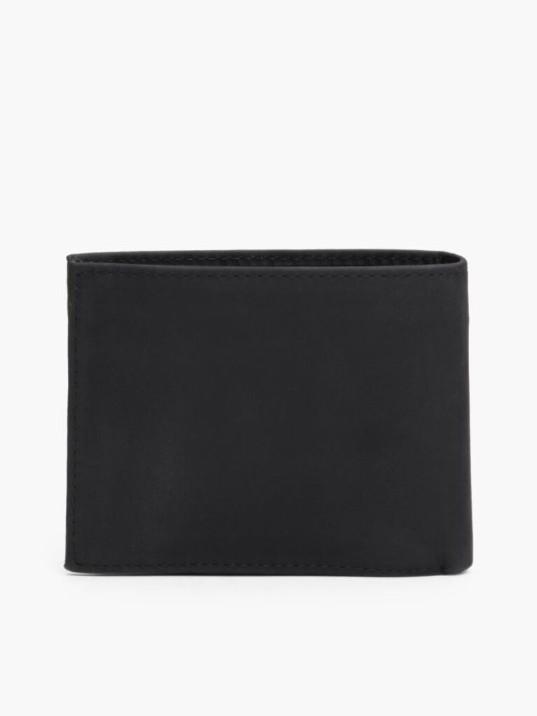 Black Leather Flap Wallet  Men