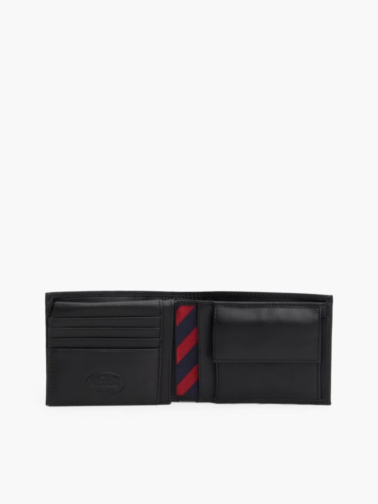 Black Leather Flap Wallet  Men