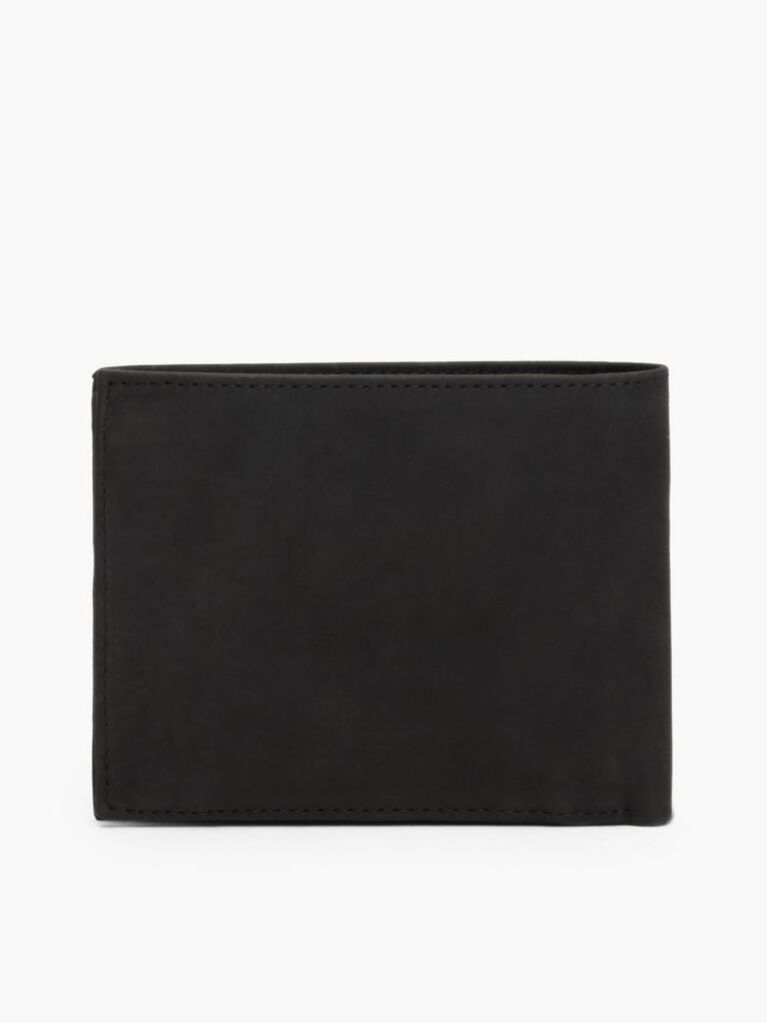 Black Leather Trifold Wallet  Men