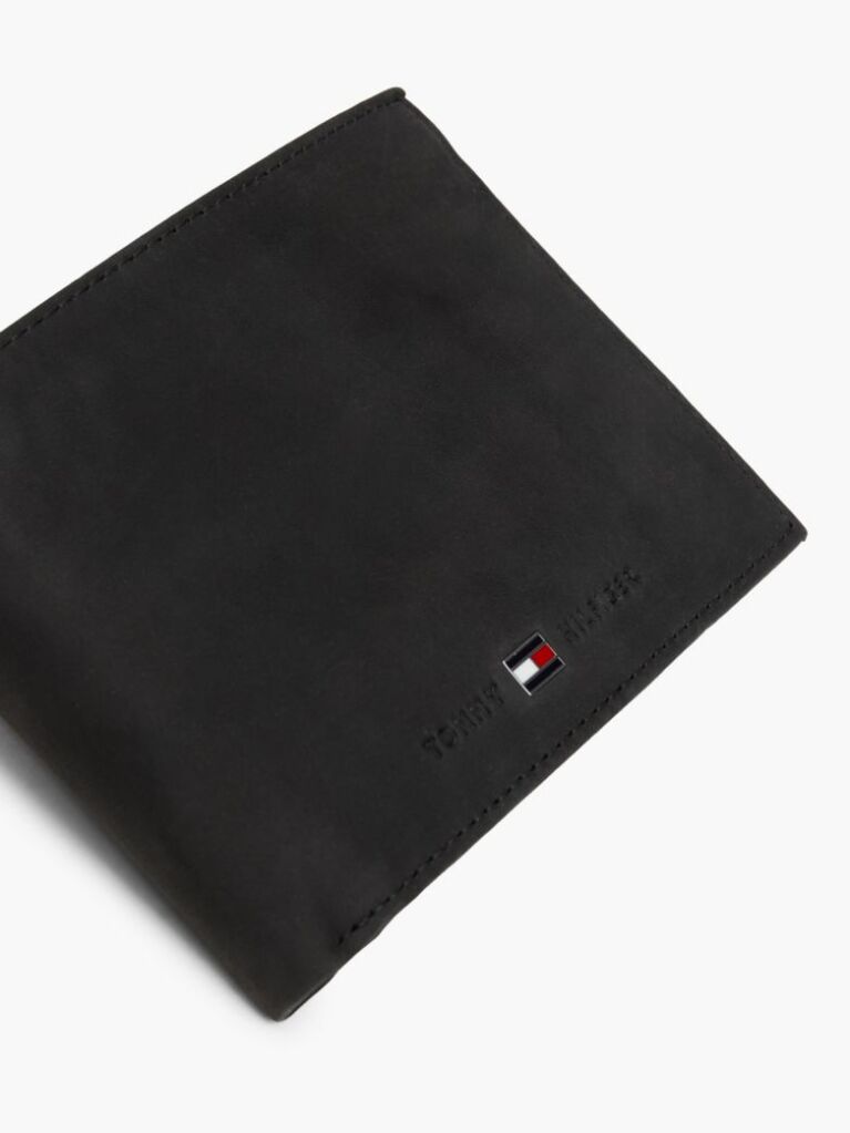 Black Leather Trifold Wallet  Men