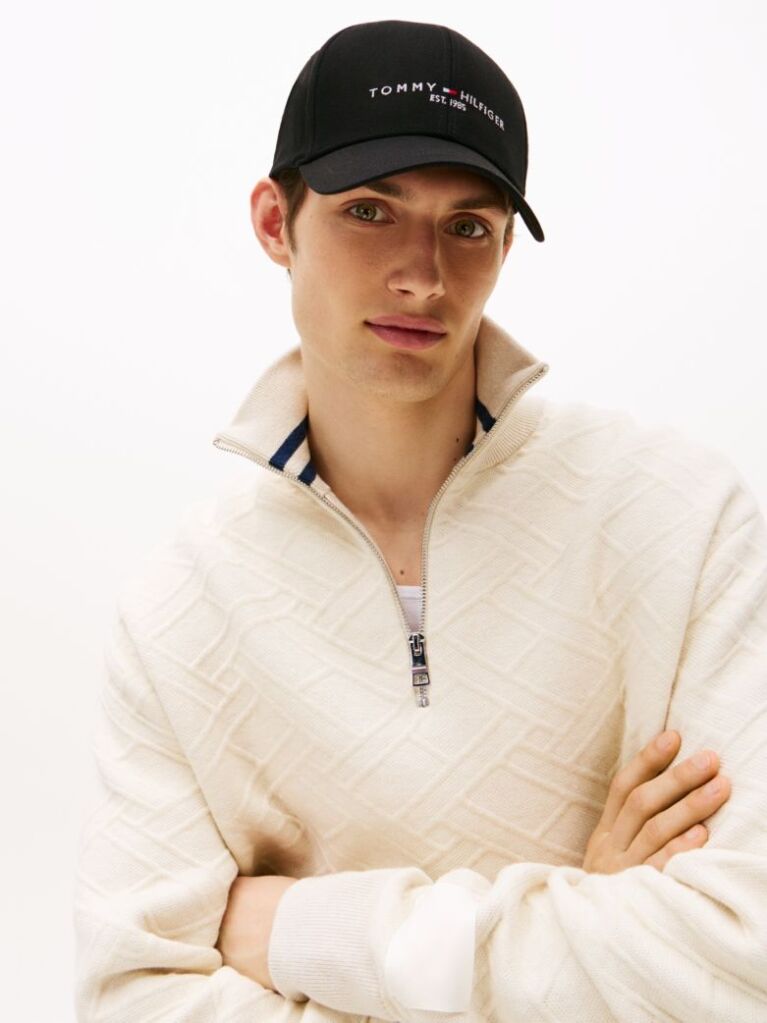 Black Th Established Organic Cotton Baseball Cap  Men