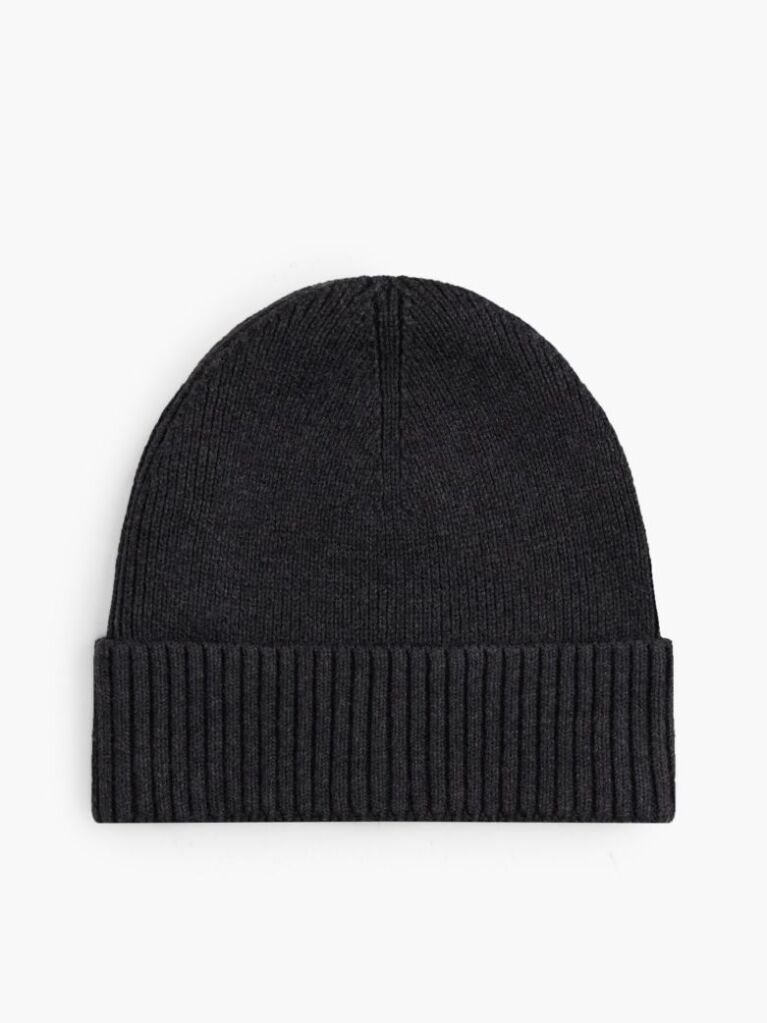 Grey Hilfiger Flag Beanie with Cashmere  Men