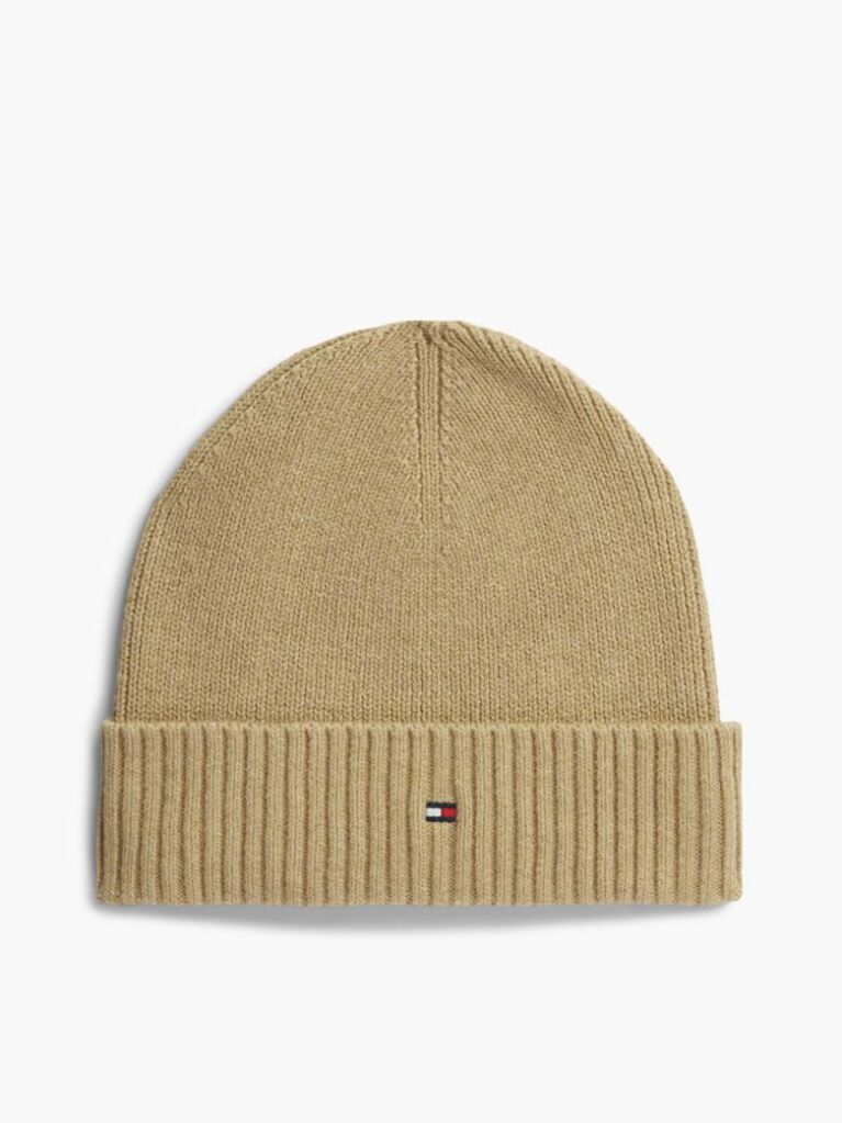 Brown Hilfiger Flag Beanie with Cashmere  Men
