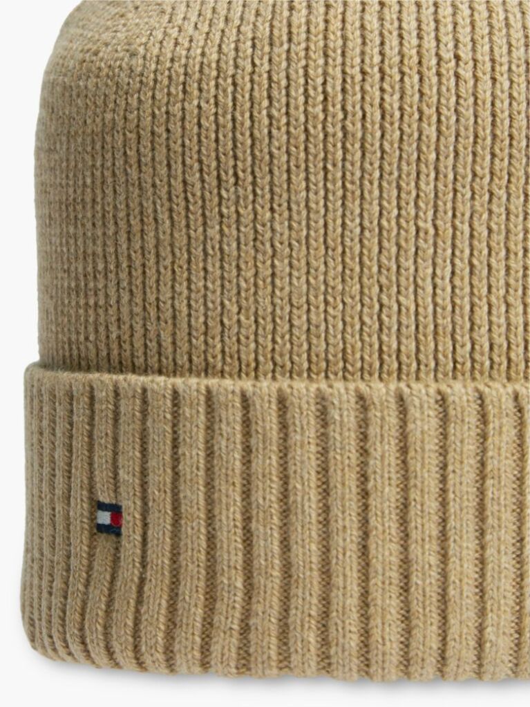 Brown Hilfiger Flag Beanie with Cashmere  Men