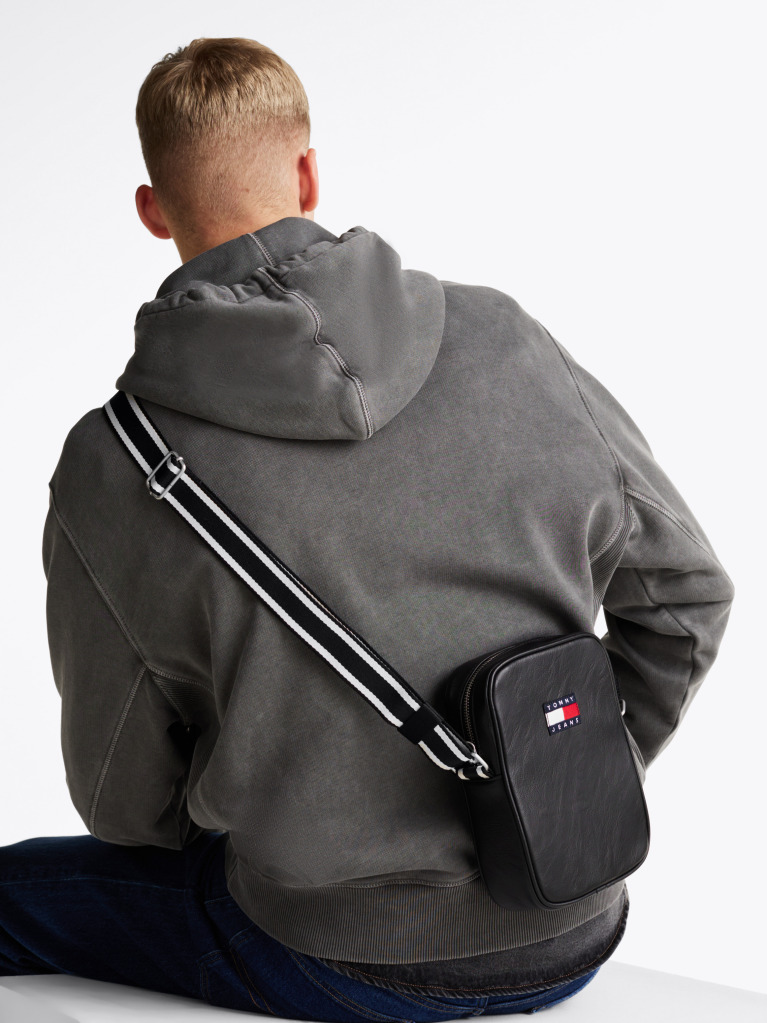 Black City Contrast Strap Reporter Bag  Men