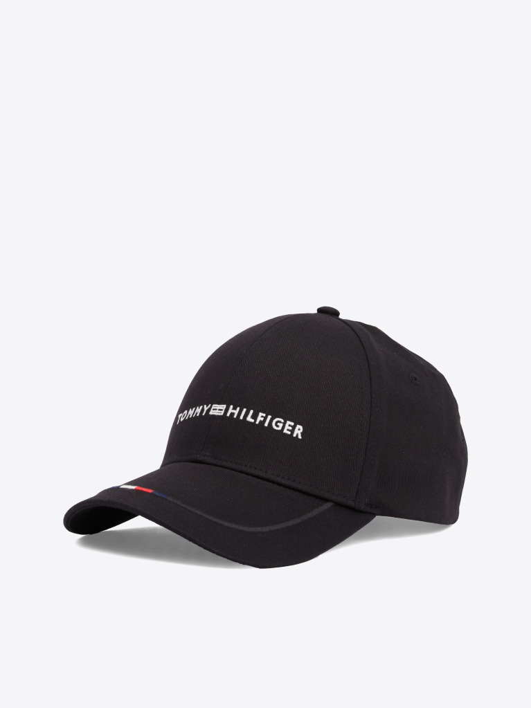 Black Six-Panel Logo Embroidery Baseball Cap  Men