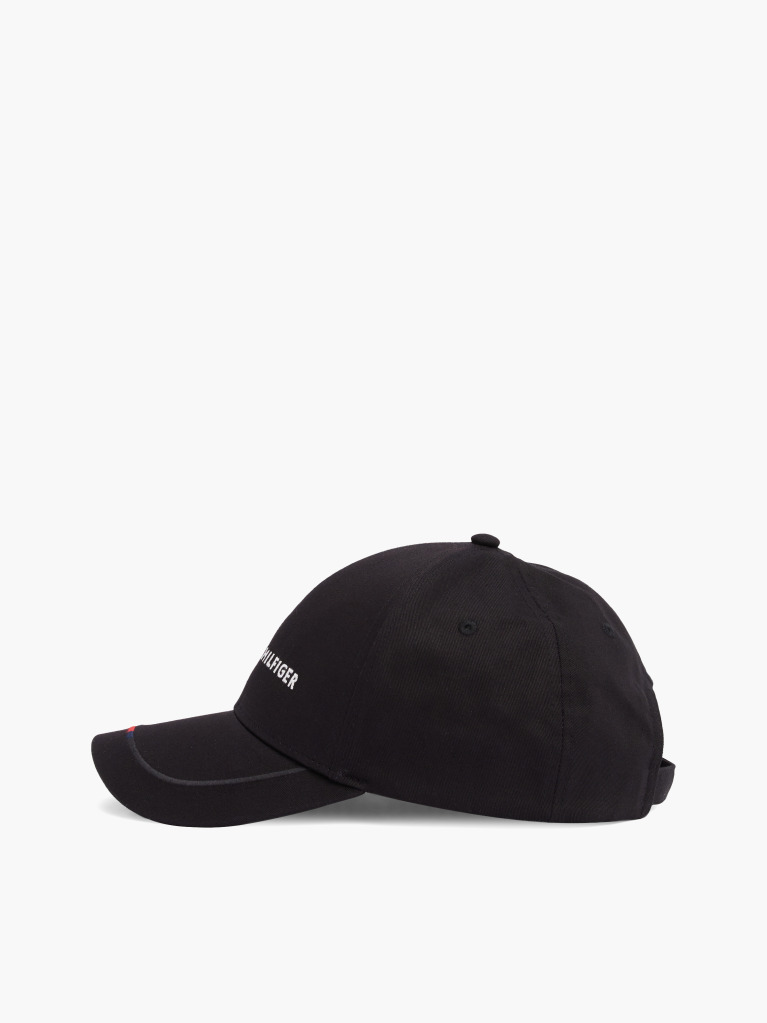 Black Six-Panel Logo Embroidery Baseball Cap  Men
