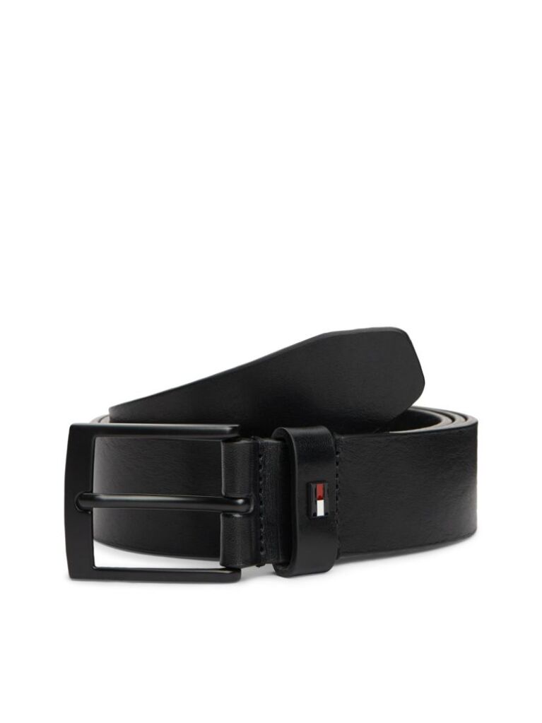 Black Square Buckle Leather Belt  Men