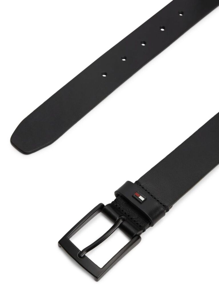 Black Square Buckle Leather Belt  Men