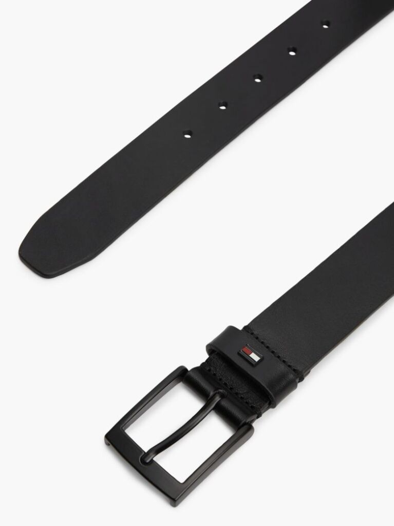 Black Square Buckle Leather Belt  Men