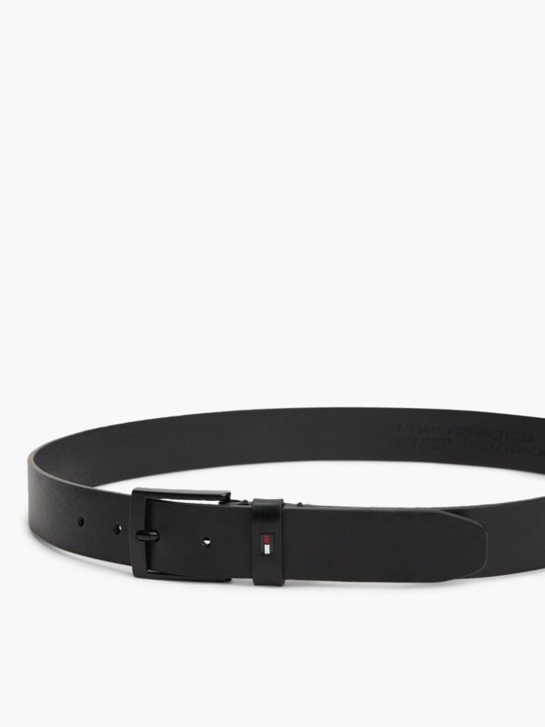 Black Square Buckle Leather Belt  Men