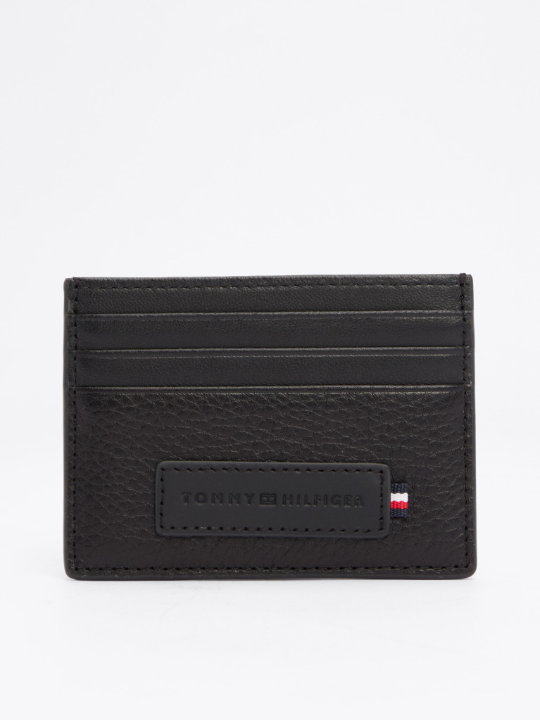 Black Premium Leather Logo Card Holder  Men