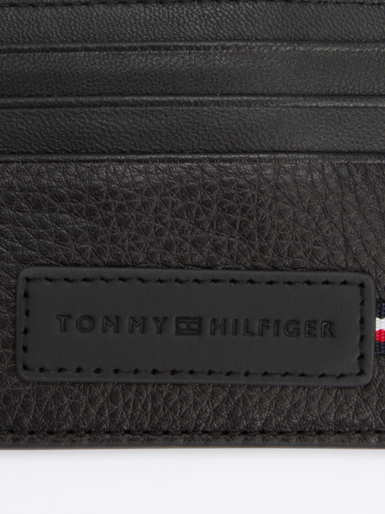 Black Premium Leather Logo Card Holder  Men