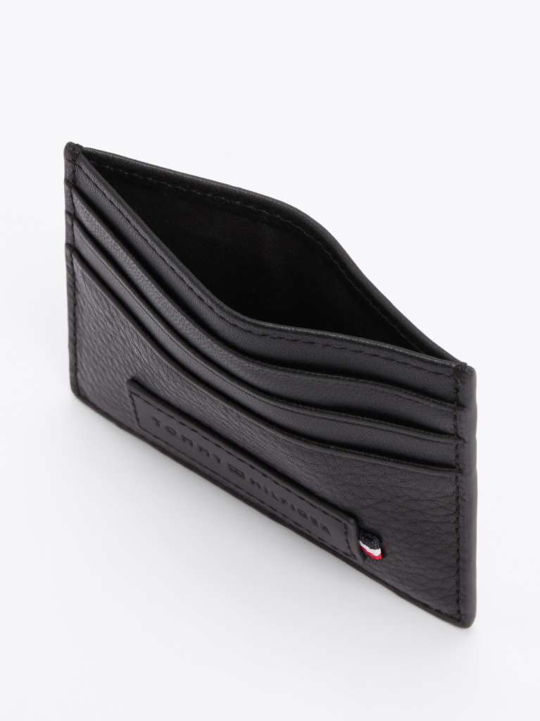 Black Premium Leather Logo Card Holder  Men