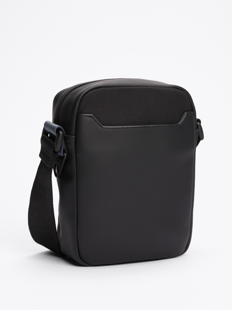 Black Rubberised Logo Reporter Bag  Men