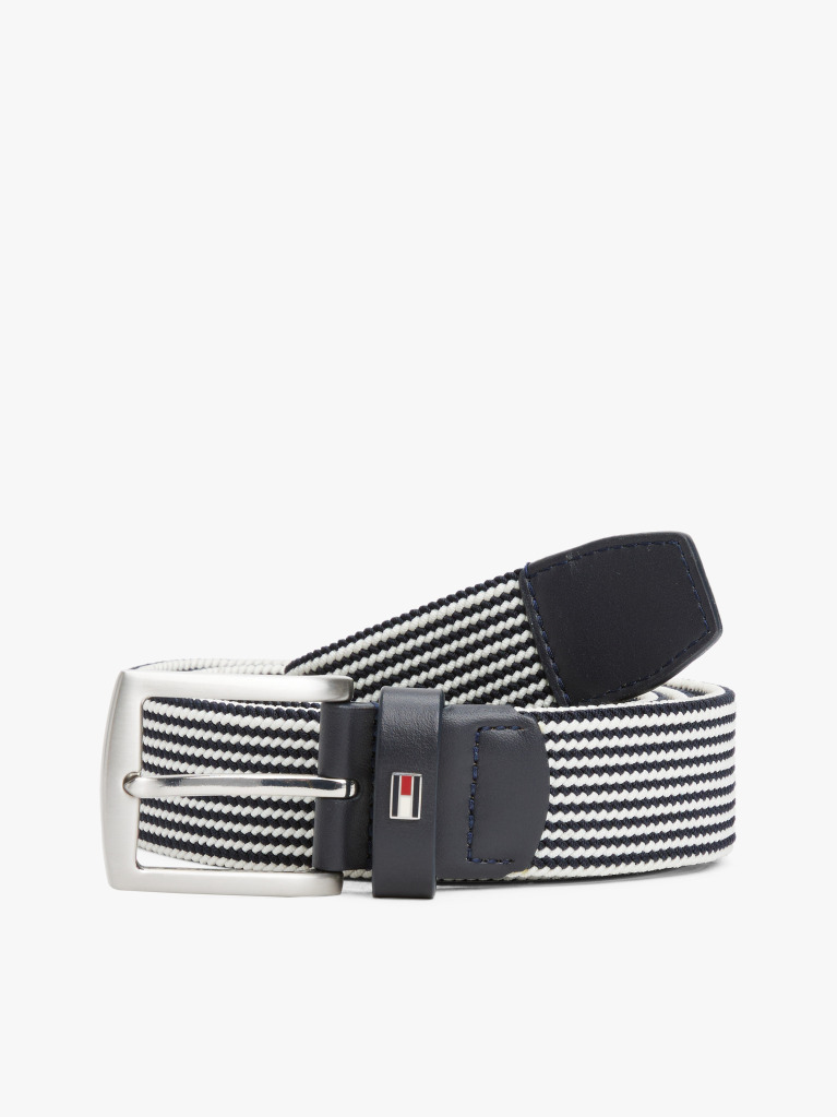 Blue Square Buckle Textured Belt  Men