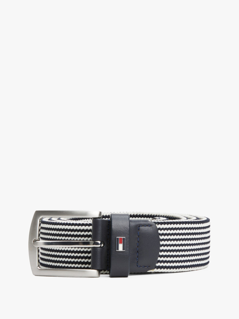 Blue Square Buckle Textured Belt  Men