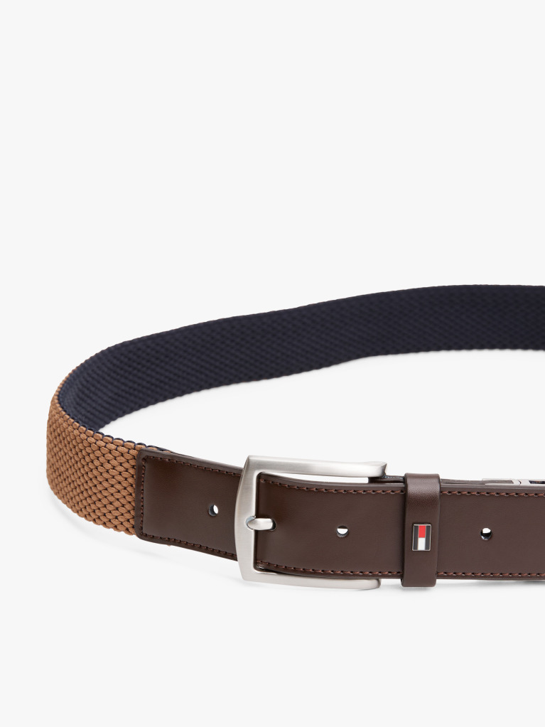 Brown Reversible Woven Belt  Men