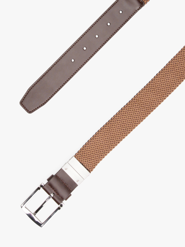 Brown Reversible Woven Belt  Men