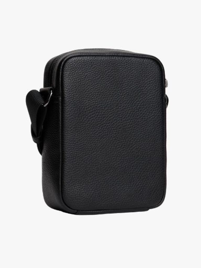 Black Metal Logo Crossbody Reporter Bag  Men