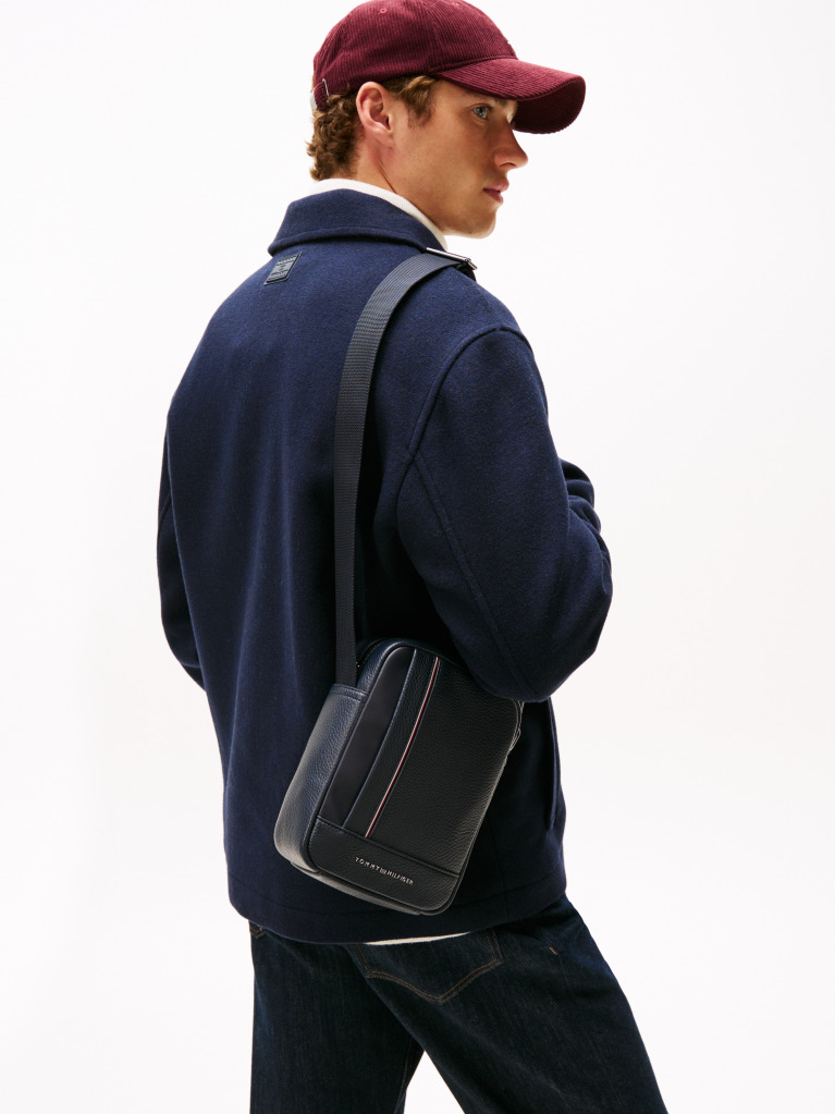 Blue Metal Logo Crossbody Reporter Bag  Men