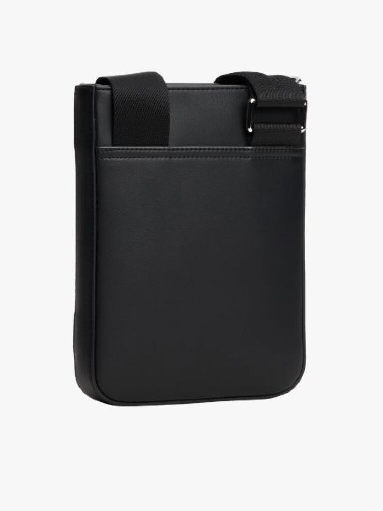 Black Metal Logo Woven Crossbody Bag  Men