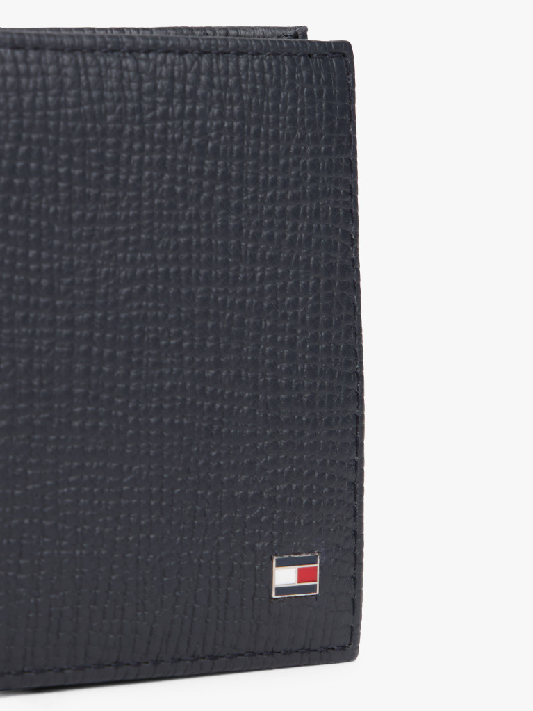 Blue Hilfiger Flag Leather Card And Coin Bifold Wallet  Men