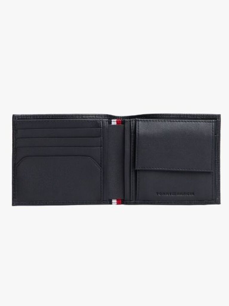 Blue Hilfiger Flag Leather Card And Coin Bifold Wallet  Men