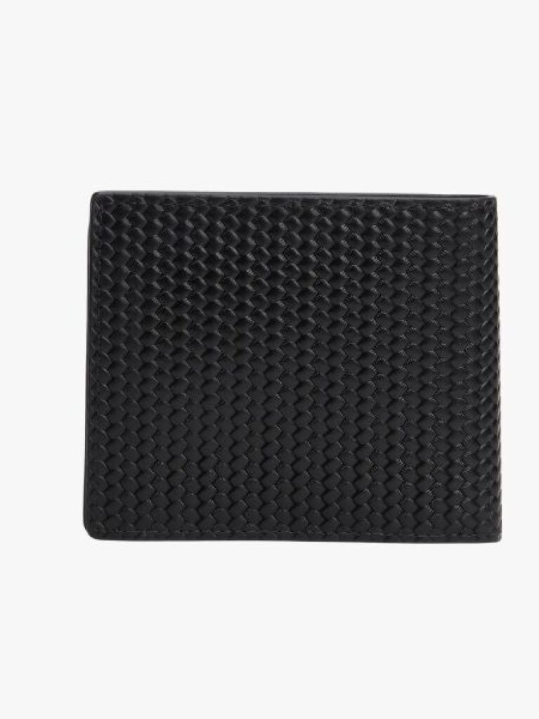 Black TH Woven Texture Flap Wallet  Men